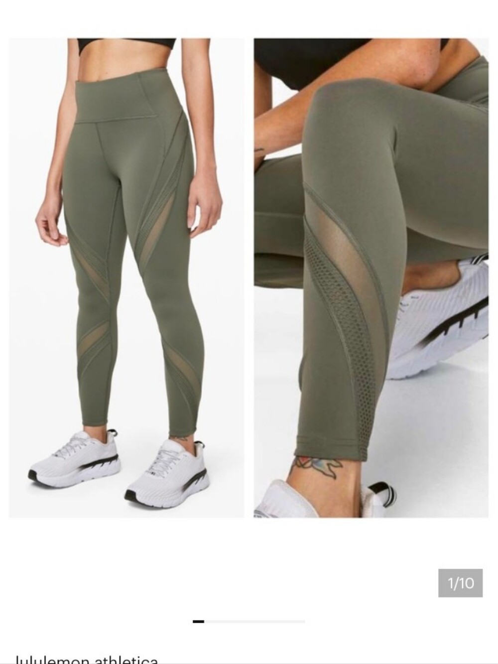 lululemon athletica Olive Green Bootcamp Mesh-Panel High-Rise Leggings